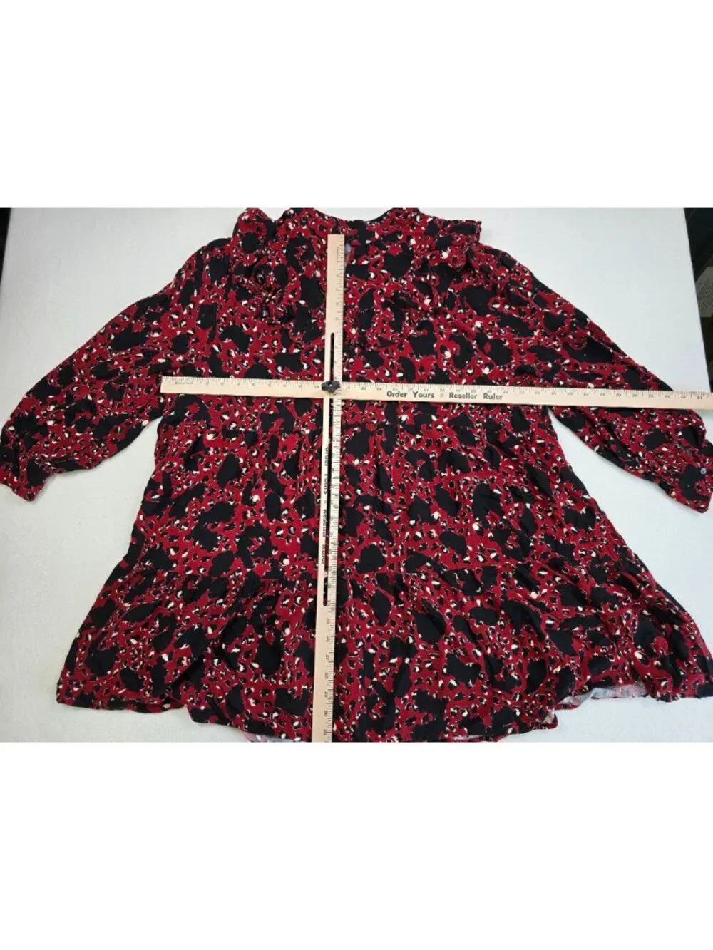 Eloquii Elements Womens Plus Size 22 Red Maroon & Black Animal Print Dress - Picture 3 of 3